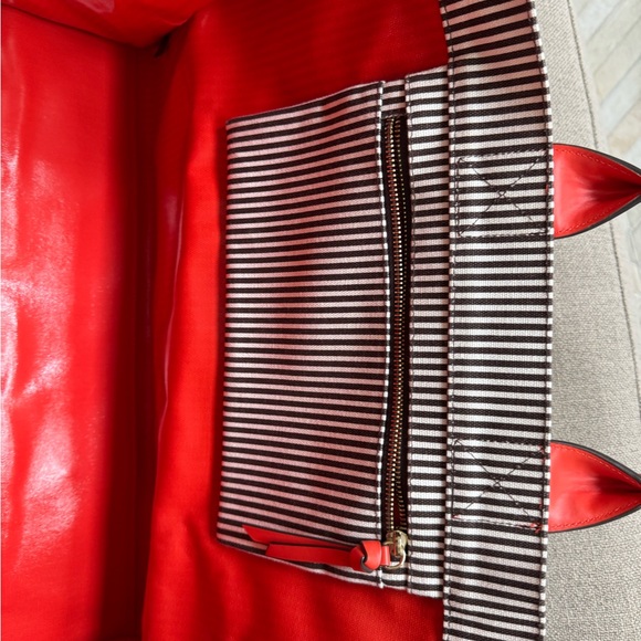 Henri Bendel Black and Orange Striped Tote XL size - Picture 7 of 11